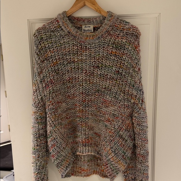 Acne Marled Knit Crew Neck Sweater with asymmetrical hem - Picture 8 of 8